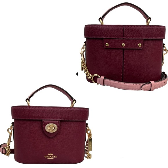 SOLD!! COACH Kay Crossbody With Glitter In Black Cherry Leather - Picture 4 of 14